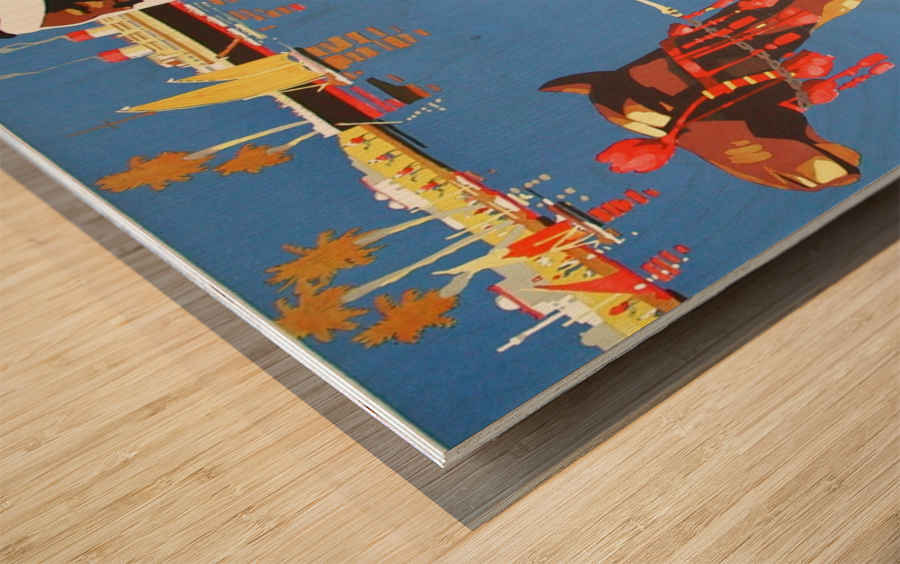 Hamburg-Sud Billige Mittelmeerreisen Original Poster Wood print