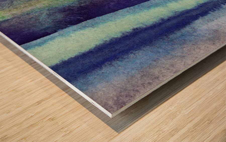 Ocean And Sea Beach Coastal Art Organic Watercolor Abstract Lines V Wood print