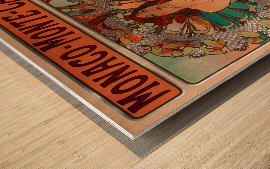 Monaco by Alphonse Mucha Wood print