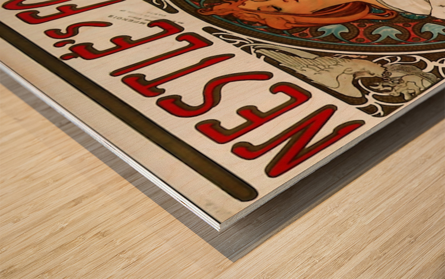 Nestle by Alphonse Mucha Wood print