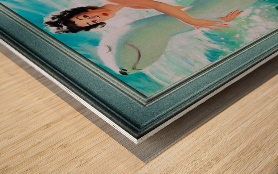 Riding The Waves by Bill Medcalf Pin-Up Girl Vintage Artwork Wood print