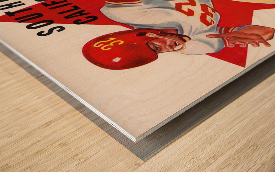 1958 Stanford vs. USC Football Program Cover Art Wood print