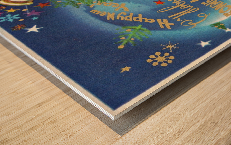 Vintage USSR greeting card Wood print