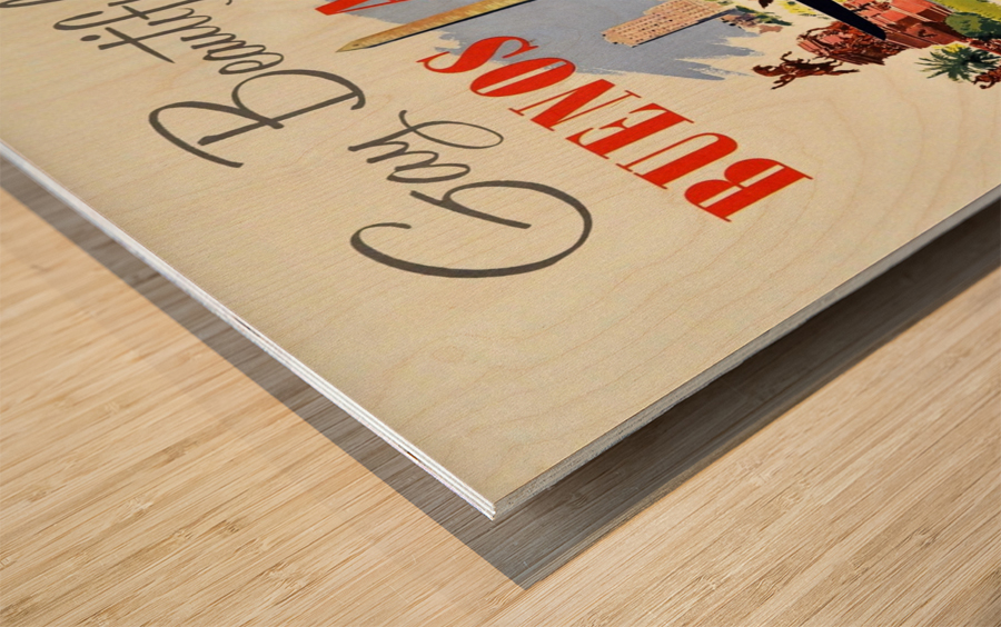 Adolph Treidler Original Vintage Travel Poster for Buenos Aires Wood print