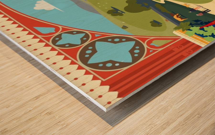 Great Malvern Worcestershire vintage travel poster style illustartion Wood print