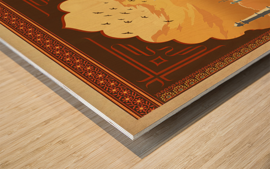 Taj Mahal vintage travel poster for Agra India Wood print