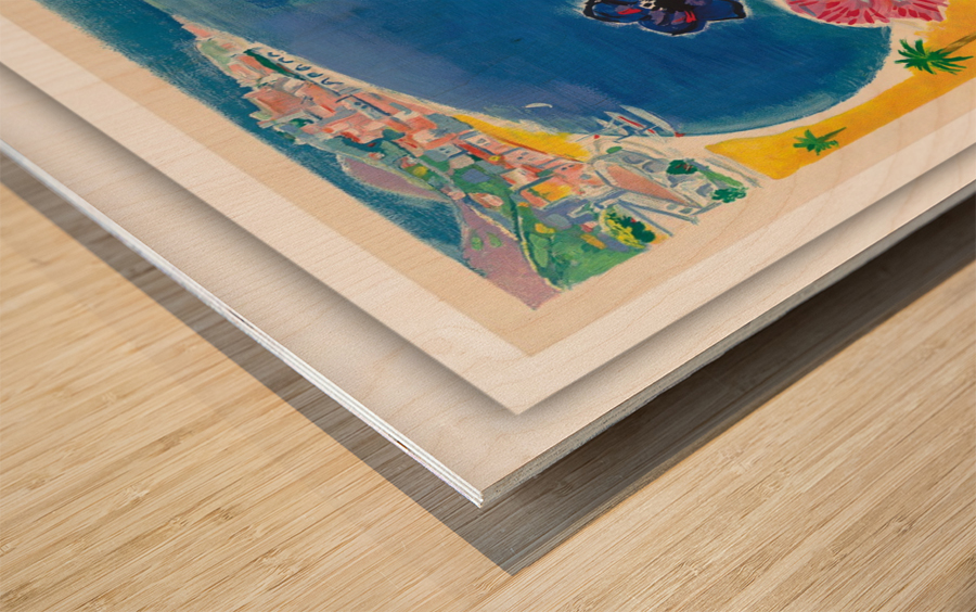 French Riviera Vintage Railway Travel Wood print