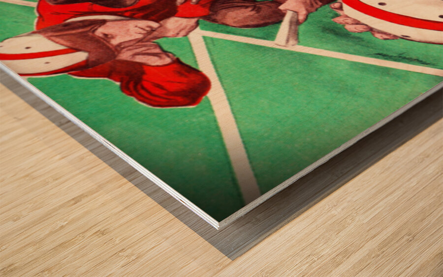Vintage Football Coach and Players Art Wood print