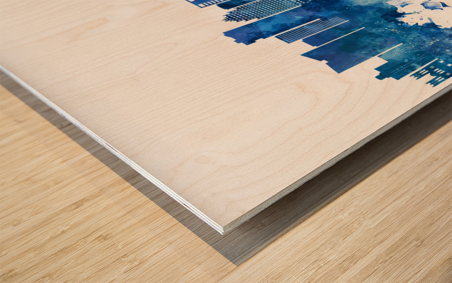 Fort Worth Texas Skyline Blue Wood print