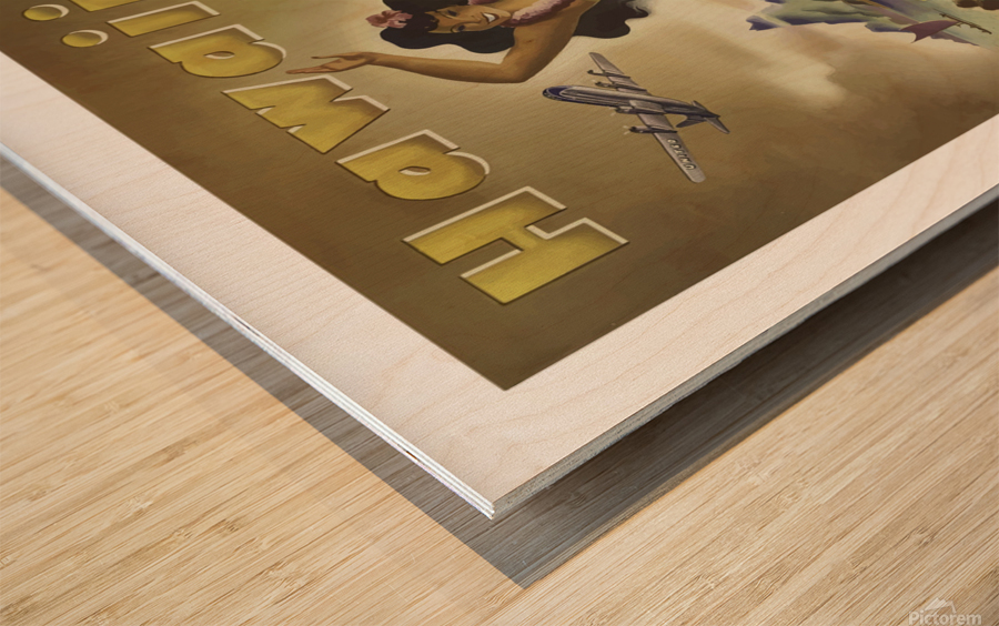 Vintage Travel Poster Hawaii United Air Lines Wood print