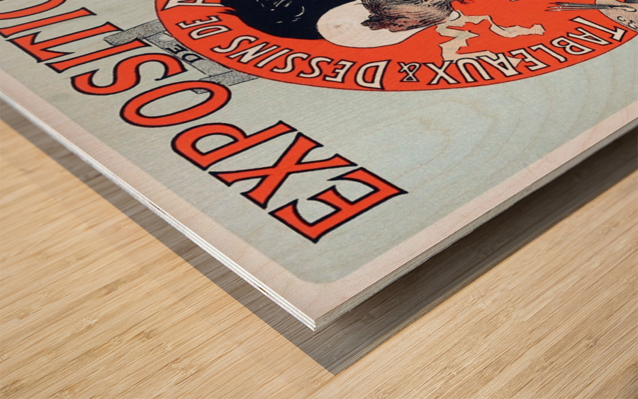 Original Vintage poster for an exhibition of paintings and drawings by Adolphe Willette Wood print