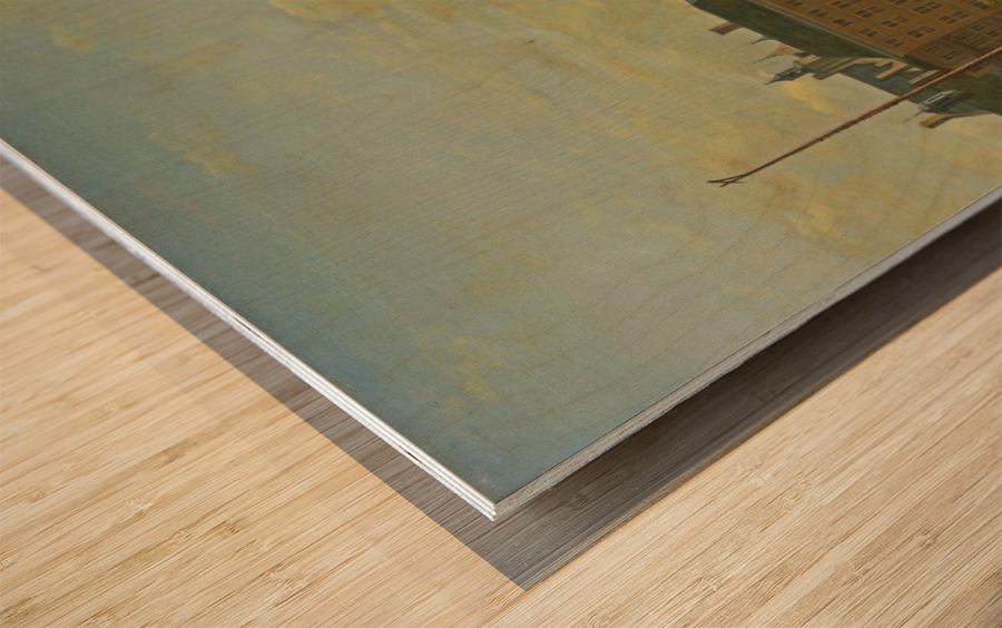 Dutch cityscape with figures Wood print