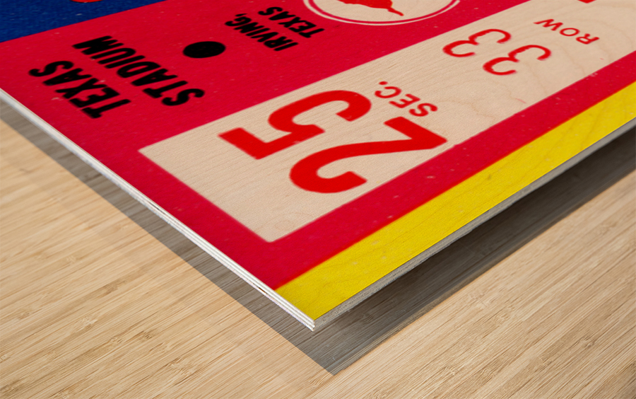 1983 SMU vs. Texas Tech Football Ticket Stub Print Wood print