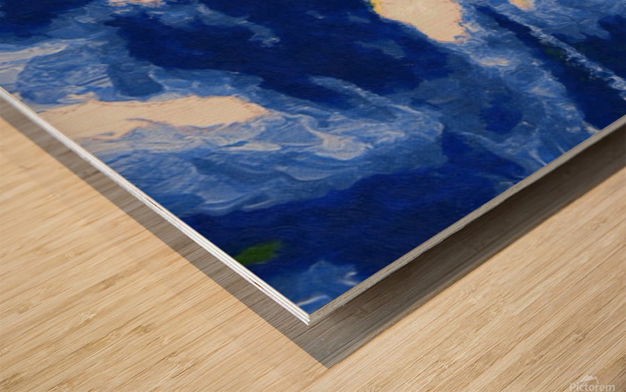 electric blue Wood print