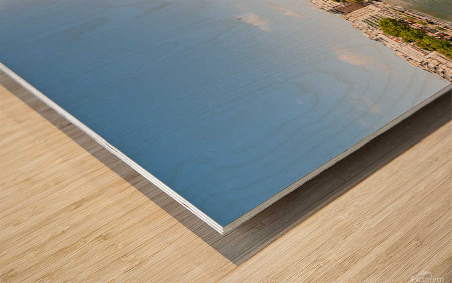 Paris and Eiffel tower with river Seine in the foreground on a sunny day Wood print