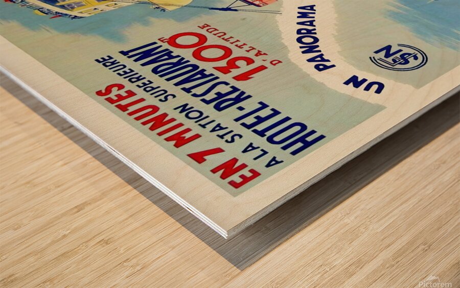 Art Deco Vintage French Travel Poster Telepherique du Veyrier Lac D'Annecy Wood print