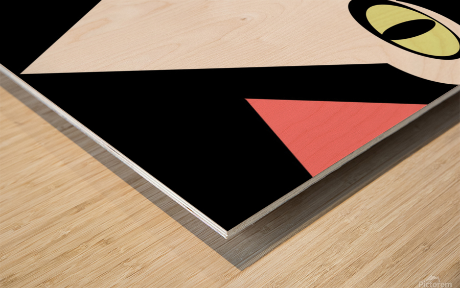 Geometric Black and White Cat Face Wood print