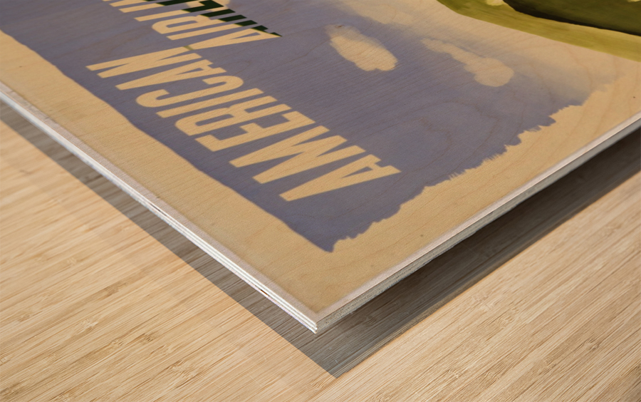 American Airlines To New England vintage travel poster Wood print