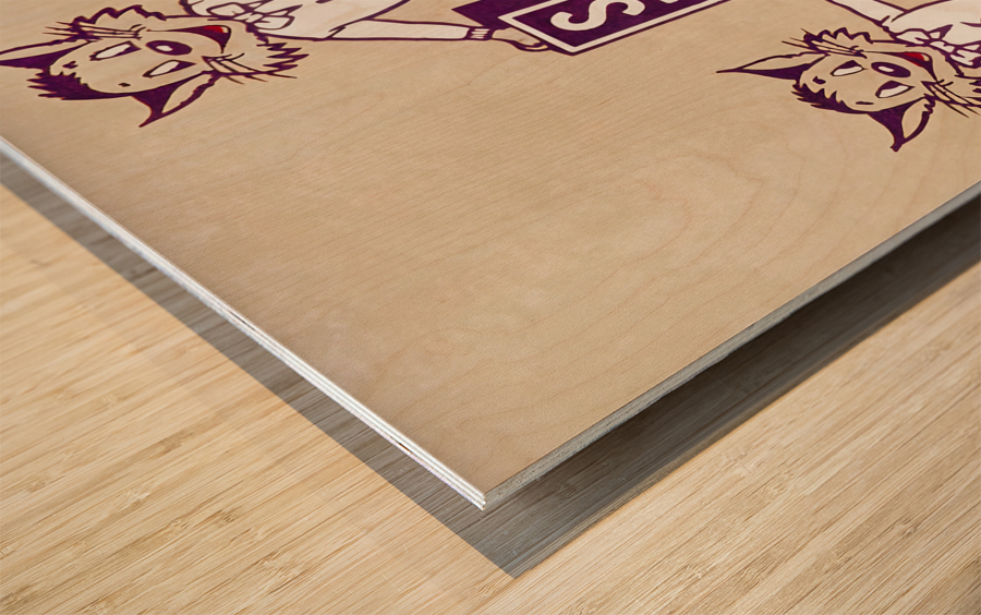 Vintage Kansas State Three Wildcat Cartoon Art Wood print