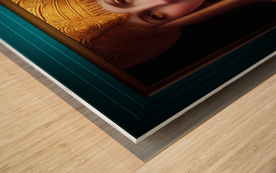 The Golden Elegant Queen Of Sandoria Sci-Fi Fantasy AI Concept Art by Xzendor7 Wood print