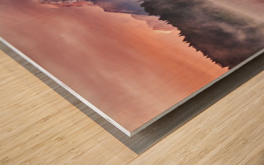 Sunrise at a Lake with Alps in the Background Wood print