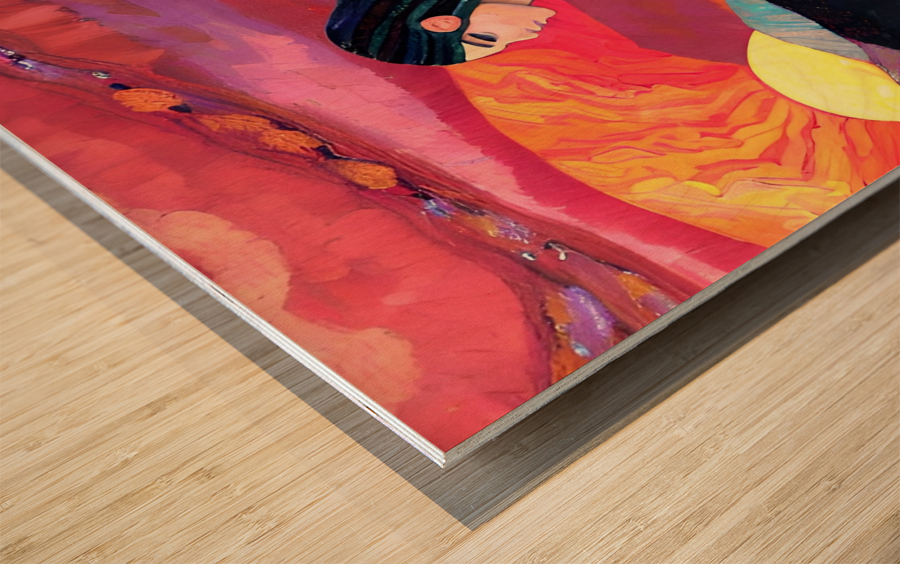 Native American Sunset Woman Wood print