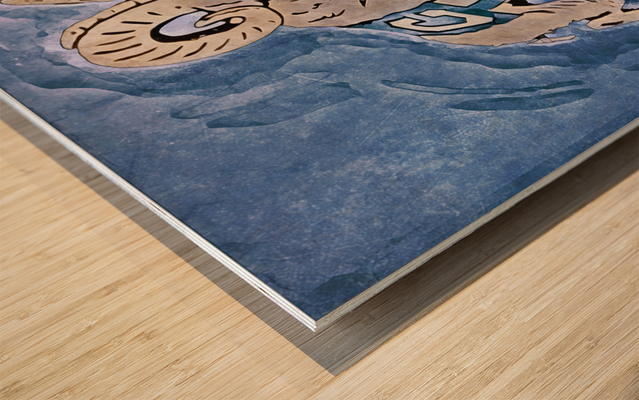 Retro Seventies North Carolina Ram Art Wood print