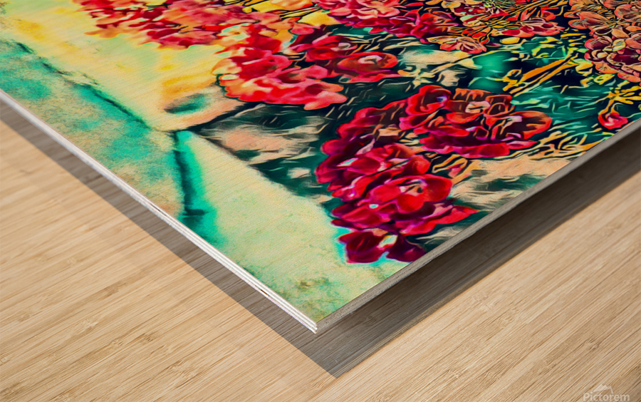 Geraniums Along the Front Steps Wood print