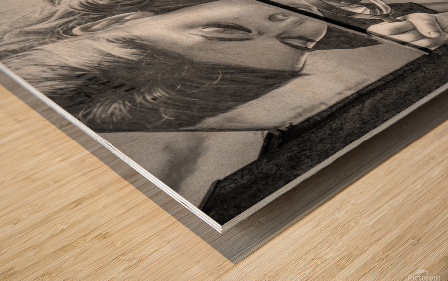 Girl with Magnifying Glass and subject Wood print