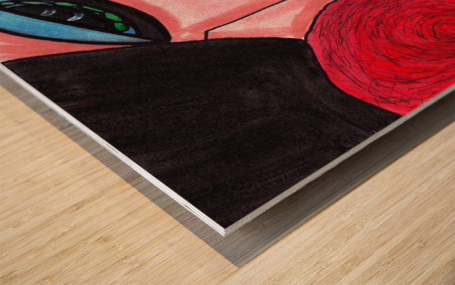 Brunette with Flowers Wood print