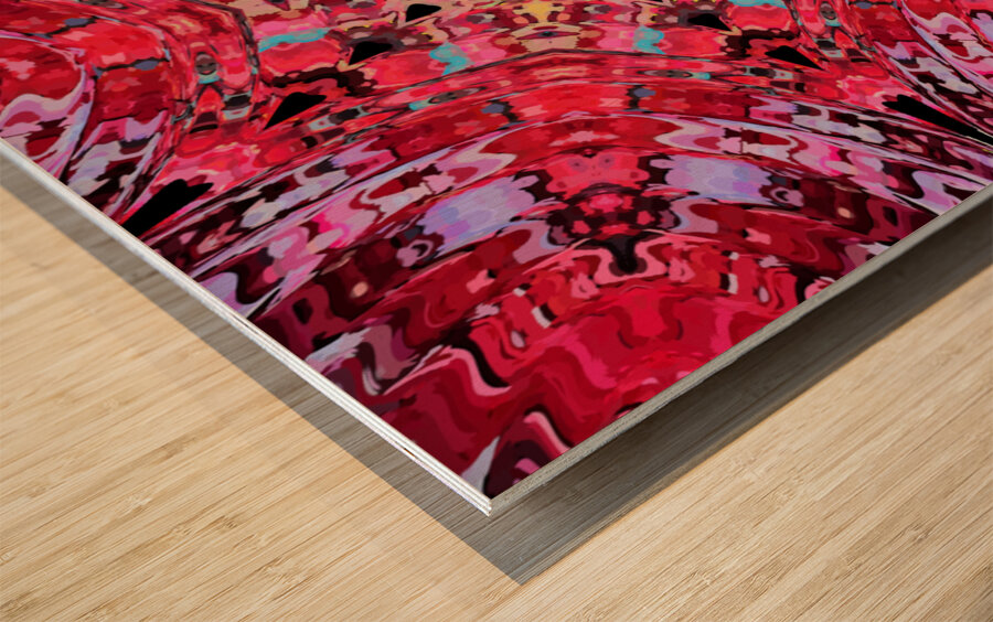 Abstract Colours Collide in Reds Wood print