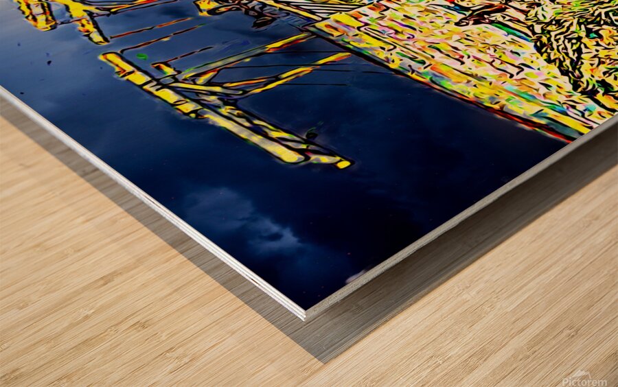 the langlois bridge dig lightning Wood print