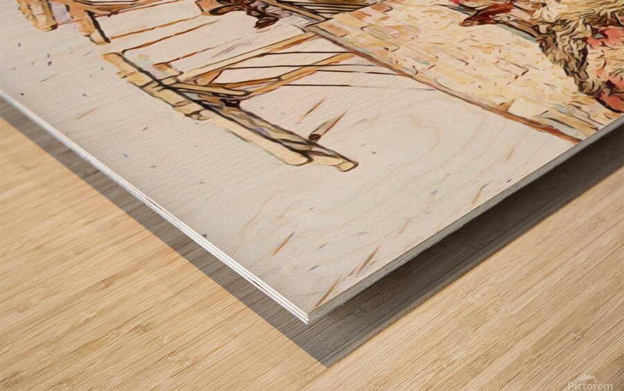 the langlois bridge dig watercolor Wood print