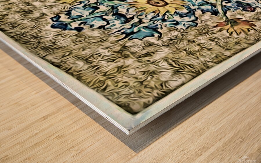 Flower Van Gogh oil painting dig graphic novel.jp Wood print