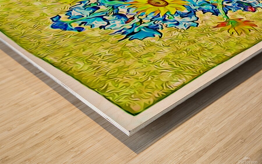 Flower portrait Van Gogh oil painting digitized.j Wood print