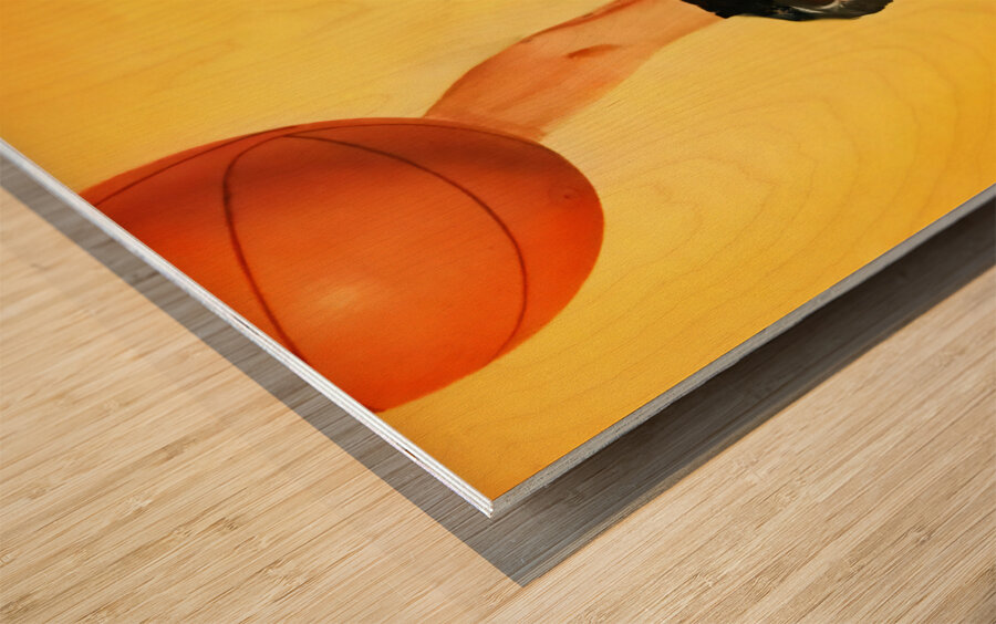 vintage basketball player hook shot art  Wood print