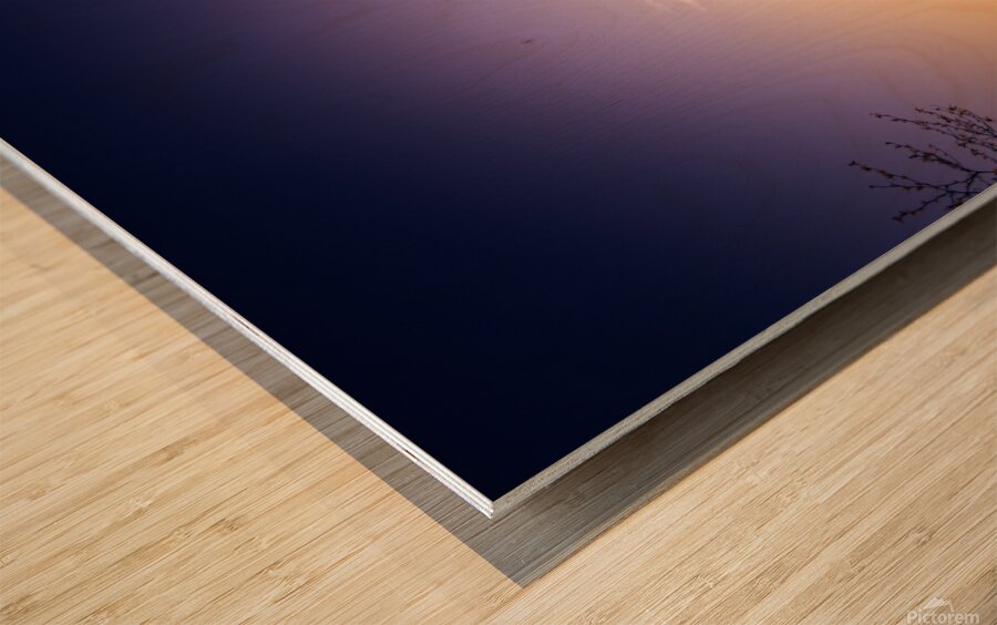 Steel Stacks Into the Sunset Wood print