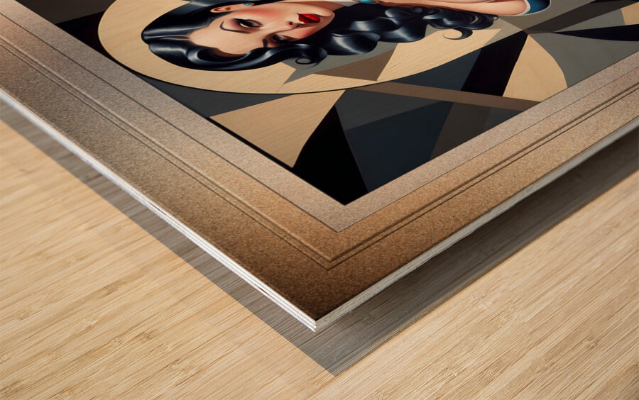 I Play All The Angles Retro Fashion Pin Up Queen Captivating Portrait AI Concept Art by Xzendor7 Wood print