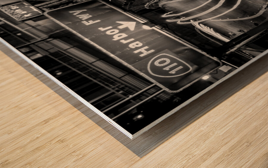 harbor freeway exit ramp sign in LA  vertical 216 Wood print