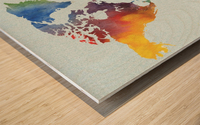 Bright Watercolor Map Of The World Impression sur bois