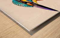 Colourful Kingfisher Illustration Wood print