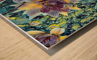 Arte 147 Dahlias Flowers impressionist-paint-style Wood print