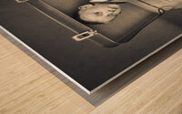 child with astonished expression in a suitcase Wood print