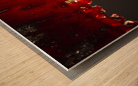 detail of a chainsaw blade full of blood Wood print