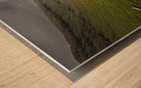 valley with cloudy sky on faroe islands Wood print
