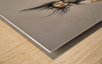 electric bass player jumps Wood print