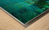 woman relaxes underwater in a flooded room  Wood print