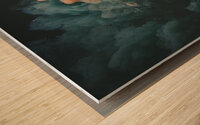 cloud of acrylic color in water.  Wood print