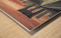 Cab on Brooklyn Bridge Wood print