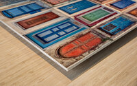 doors of santorini Wood print